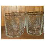 Lot of (4) Vintage Clear Glass Lowball Tumblers - Summerhouse by Dansk 10-oz x 3' (octagon)