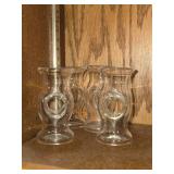 Lot of (4) 3 1/4' Hand-Blown Clear Glass Carafe (signed on bottom) / Unique Donut Hole design