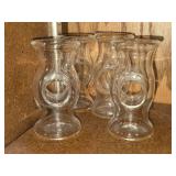 Lot of (4) 3 1/4' Hand-Blown Clear Glass Carafe (signed on bottom) / Unique Donut Hole design