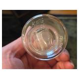 Lot of (4) 3 1/4' Hand-Blown Clear Glass Carafe (signed on bottom) / Unique Donut Hole design