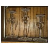 Lot of (3) Crystal Candleholders by Hadeland Glasswerk