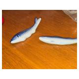 Lot of (2) Vintage Fish theme Ceramic Chop Stick Holders (Japan) (blue and white)