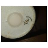 Vintage Porcelain Sukker Sugar Shaker + Salt and Pepper Shakers (x2) by Porsgrund (Norway) (blue and white)