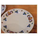 Lot of (2) 6 3/4' Porcelain Salad Plates by Porsgrund (Norway) / Farmer's Rose Pattern with 24K Gold Rim Scalloped Edge