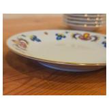 Lot of (2) 6 3/4' Porcelain Salad Plates by Porsgrund (Norway) / Farmer's Rose Pattern with 24K Gold Rim Scalloped Edge