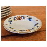 Lot of (6) 5' Porcelain Butter Plates / Coaster by Porsgrund (Norway) / Farmer's Rose Pattern with 24K Gold Rim Scalloped Edge