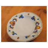 Lot of (6) 5' Porcelain Butter Plates / Coaster by Porsgrund (Norway) / Farmer's Rose Pattern with 24K Gold Rim Scalloped Edge