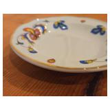 Lot of (6) 5' Porcelain Butter Plates / Coaster by Porsgrund (Norway) / Farmer's Rose Pattern with 24K Gold Rim Scalloped Edge