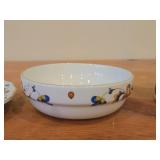 Porcelain Salt Shaker, Butter Tray, Small Bowl by Porsgrund (Norway) / Farmer's Rose Pattern with 24K Gold Rim