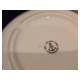 Porcelain Salt Shaker, Butter Tray, Small Bowl by Porsgrund (Norway) / Farmer's Rose Pattern with 24K Gold Rim