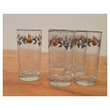Lot of (5) Clear Glass Drinking Glasses by Porsgrund (Norway) / Farmer's Rose Pattern with 24K Gold Rim