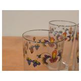 Lot of (5) Clear Glass Drinking Glasses by Porsgrund (Norway) / Farmer's Rose Pattern with 24K Gold Rim