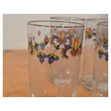 Lot of (5) Clear Glass Drinking Glasses by Porsgrund (Norway) / Farmer's Rose Pattern with 24K Gold Rim