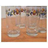 Lot of (5) Clear Glass Drinking Glasses by Porsgrund (Norway) / Farmer's Rose Pattern with 24K Gold Rim