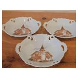Lot of (3) Commemorative - Bygland Lutheran Church Est. 1874 Ceramic Pierced Openwork Border Collectible Dishes