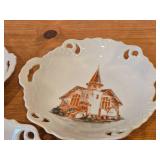 Lot of (3) Commemorative - Bygland Lutheran Church Est. 1874 Ceramic Pierced Openwork Border Collectible Dishes