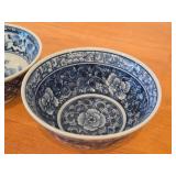 Lot of (2) Vintage Porcelain Japanese Asian Serving Bowls / Ko-Imari or Anita style / Floral pattern / (hand-painted blue and white)