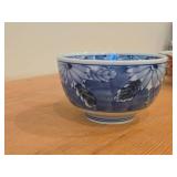 Mino Ware Donburi Series Porcelain Japanese Bowl (hand-painted blue and white)