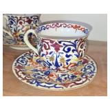 Vintage Porcelain Set of (4) Tea Cups and (4) Saucers by Royal Vienna RB Austria