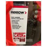 ARROW One-Hand Rivet Kit with 360° Swivel Head in Red Case - 100 Rivets, 4 Drill Bits