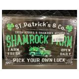 box c - St. Patrick's & Co. Shamrock Farm Sign - Open Daily