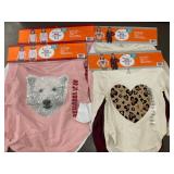 Member's Mark Girls' Favorite Tee Set 8 total - Assorted Long-Sleeve Tees (Bear Sequin Pink; Leopard Heart White; Peace & Love Burgundy)