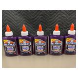 Set of 5 Elmer's Disappearing Purple School Glue - 4 oz Bottles
