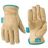 Women's Water-Resistant Leather Work Gloves, HydraHyde, Large (lot of 3)