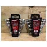 Ultra Steel 11-Piece Combination Wrench Set, SAE, 1/4' to 3/4', Chrome Finish, Wall Hanging Case (lot of 2)
