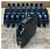 QO Single Pole Bolt On Miniature Circuit Breaker (120/240V, 20A, 10kA) lot of 9