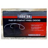 Ironton Compact Wheel Chocks, 4-5/16in.L x 3in.W x 2-5/8in.H, Solid Rubber, 2-Pk. #29378 Msrp $16.99
