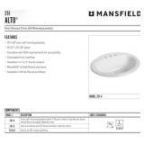 MAANSFIELD Alto II Lavatory Oval, Vitreous China, Self-Rimming Lavatory 19 x16