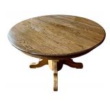 Oak Round Dining Table with 1 Leaf & 6 Vintage Chairs