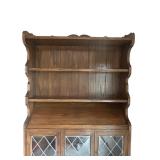 DR - China Cabinet Hutch Wood & Diamond-Lattice Glass Doors - 80in W x 44in H x 11in D