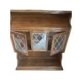 DR - China Cabinet Hutch Wood & Diamond-Lattice Glass Doors - 80in W x 44in H x 11in D