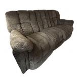 Reclining Brown Fabric 3-Seat Sofa - 82 in L x 40 in D x 20 in H