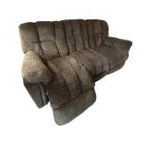 Reclining Brown Fabric 3-Seat Sofa - 82 in L x 40 in D x 20 in H