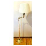 DR - Brass Floor Lamp with Adjustable Arm & Cream Pleated Shade - Approximately 55 in Tall