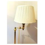DR - Brass Floor Lamp with Adjustable Arm & Cream Pleated Shade - Approximately 55 in Tall