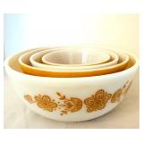 DR - Pyrex Vintage Butterfly Gold Floral Mixing Bowls - 4-Piece Set