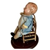 Antique Louis Amberg & Son John Bunny #34 Composite Doll & Glass Dome - 14 in Tall