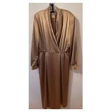 DR - Liz Claiborne Dress - Size 14 - Champagne Gold Wrap Front Belt Dress