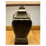 DR - Table Lamp - 30-Inch Tall, Dark Metal Base & Beige Fabric Shade