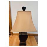 DR - Table Lamp - 30-Inch Tall, Dark Metal Base & Beige Fabric Shade