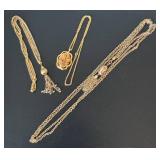 LL - Gold-Tone Necklace Set - Longest 34-Inch Pendant & Tassel Chains
