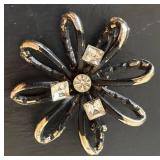 LL - Vintage Green Beaded Necklace & 7 Vintage Brooches - 13 in Length