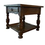 DR - Wooden End Table with Drawer & Lower Shelf - 23 x 26 x 26 in