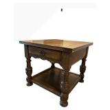 DR - Wooden End Table with Drawer & Lower Shelf - 23 x 26 x 26 in