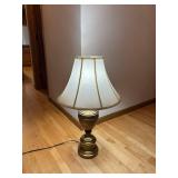 DR - Brass Table Lamp 33 in Tall & White Fabric Shade