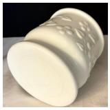 Milk Glass Vase & 5 Coasters - 4 1/4 in Tall, 4 1/4 in Dia